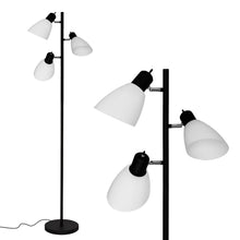 3-Light Modern Floor Lamp with Adjustable Spotlights, Frosted Shades & a Black Finish