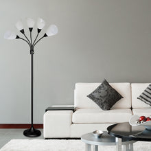 Medusa Multi-Head Floor Lamp with Frosted White Shades and Black Finish