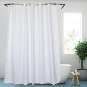Fabric Shower Curtain with Waffle Weave Texture and Rust-Resistant Metal Grommets for Bathtubs/Bathroom Showers-Heavy Duty Waterproof Fabric-Machine Washable- Hotel Quality Fabric-72 x 72 Inches (White)