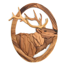Elk Head Wood Wall Art / Unique Wood Work Intarsia Wall Hanging, Handcrafted Decor, Wood Gifts
